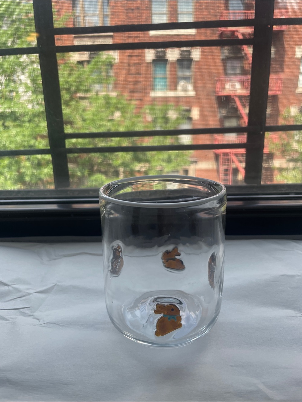NWT Anthropologie Cute Bunny Glass - Brown Bunny Motif - Picture 5 of 7
